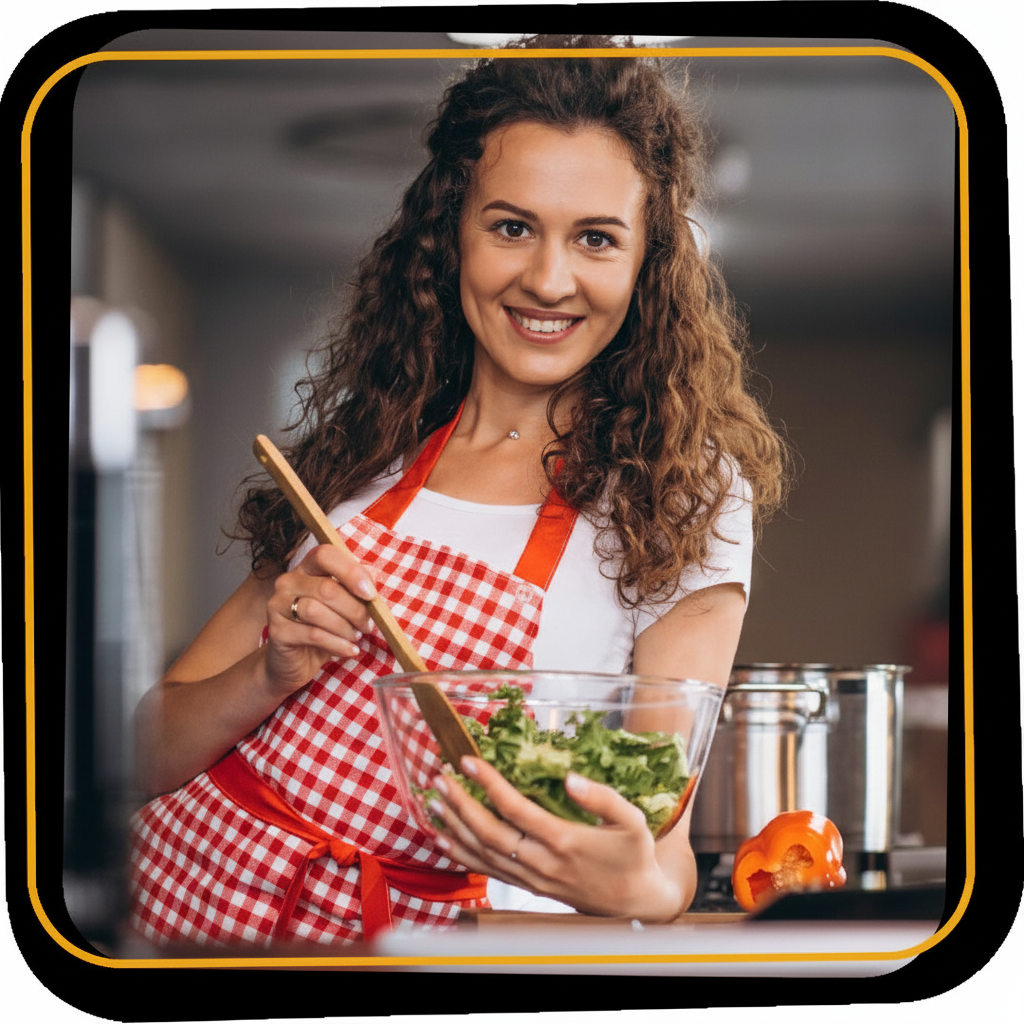Homemaker cooking delicious food