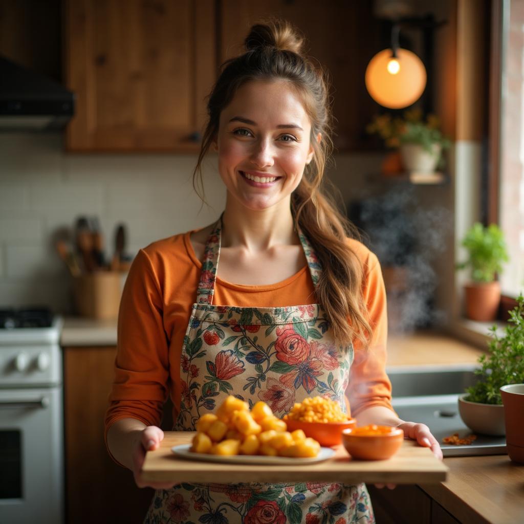 Homemaker cooking delicious food